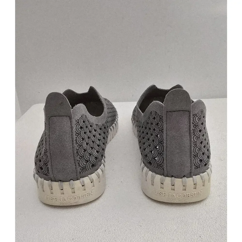 Ilse Jacobsen Tulip Gray Perforated Faux Suede Shoes Flats Womens 36 EU US 5.5-6